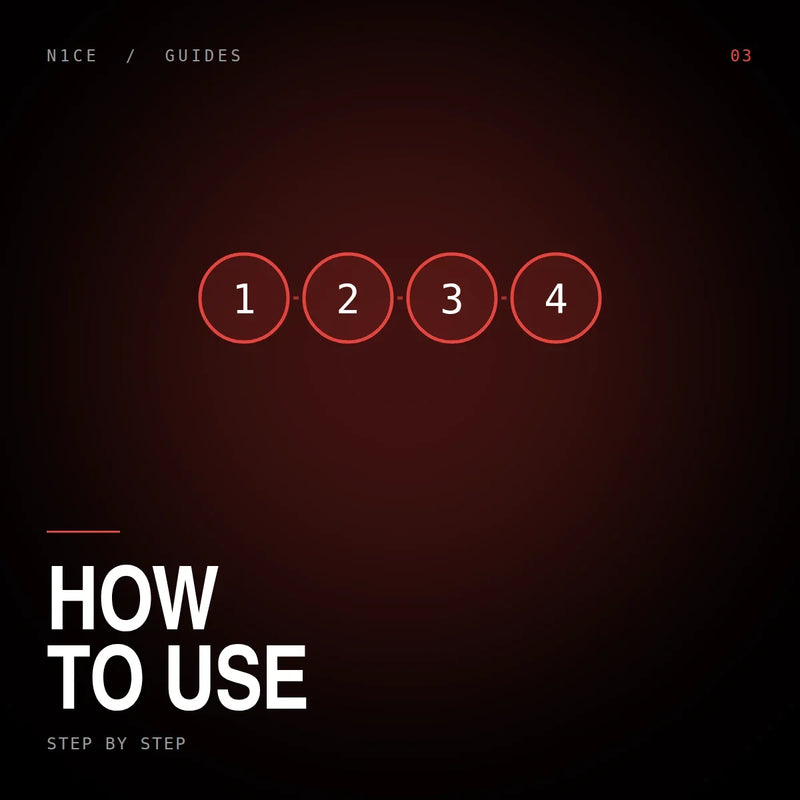 Four numbered steps showing how to use a nicotine pouch: open the can, place the pouch under the upper lip, leave it for 20 to 60 minutes, then remove and dispose of it
